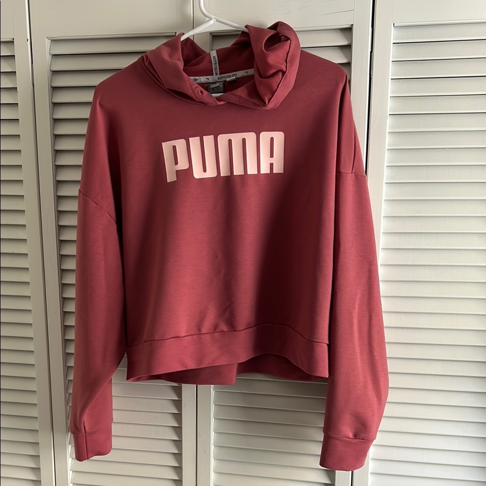 Puma Pink Cropped Boxy Hoodie Long Sleeve XL